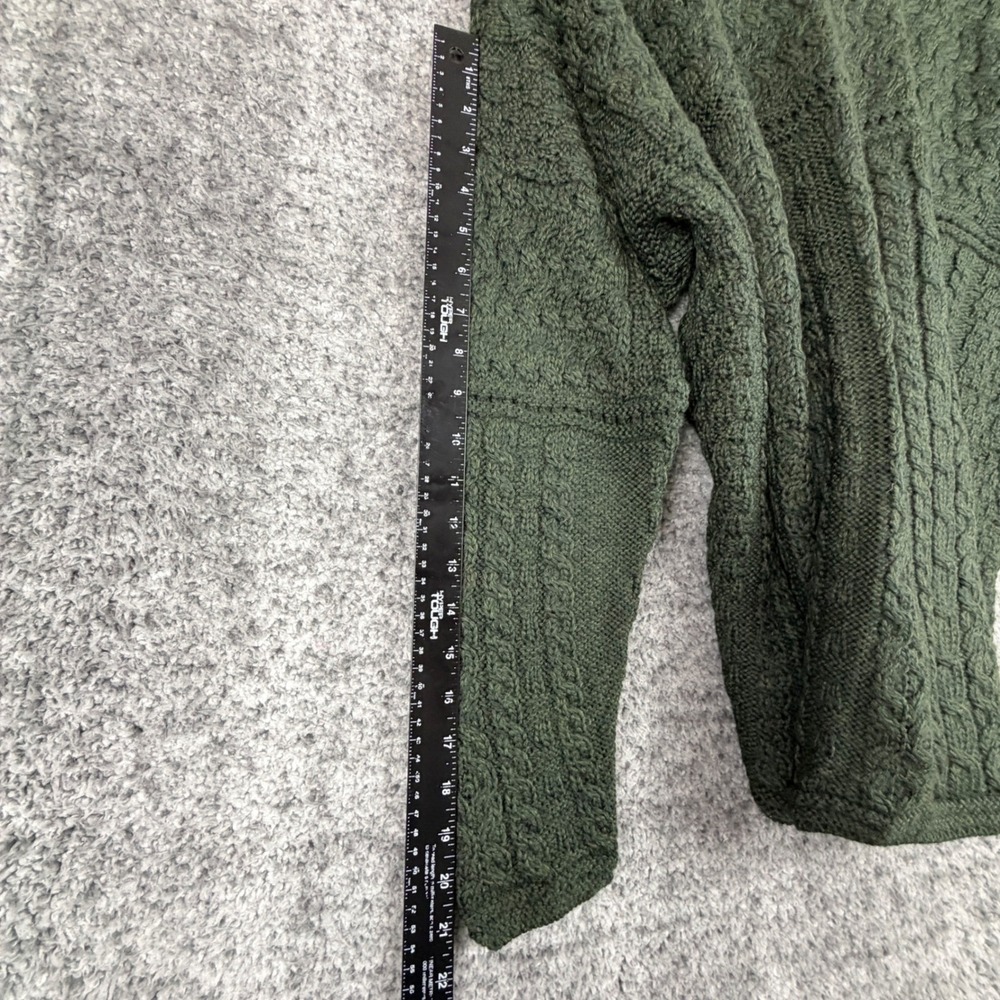 Vtg Connemara Knitwear Women's XL Green Merino Wool Cardigan Sweater Cable Knit - Picture 15 of 16